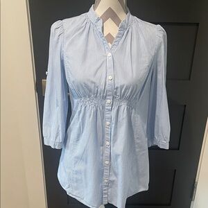 Anthropology Odille Light Blue Striped Button-Down Shirt
Cottage core Size 4